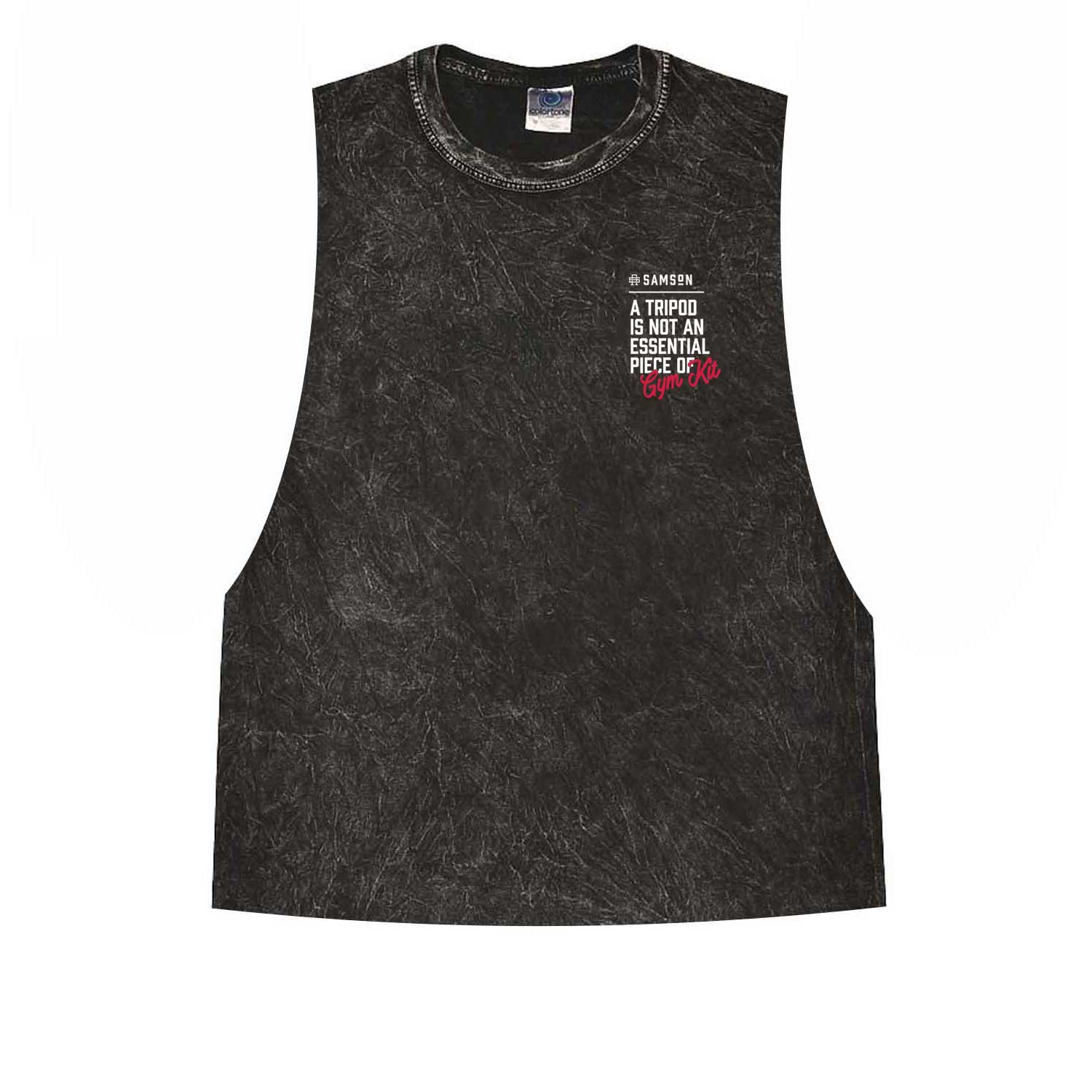 A Tripod Is Not An Essential Piece Of Gym Kit  Ladies Washed Cut Off Tank