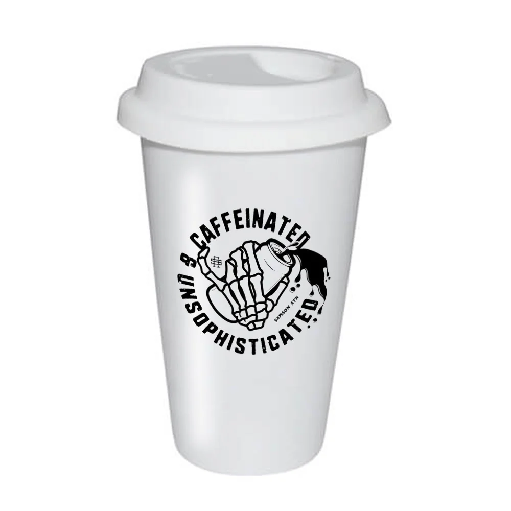 Ceramic Dual Wall Eco Travel Mug With White Lid - Image 3