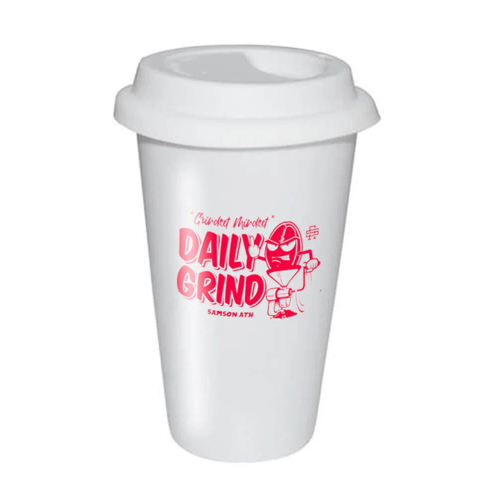 Ceramic Dual Wall Eco Travel Mug With White Lid - Image 4