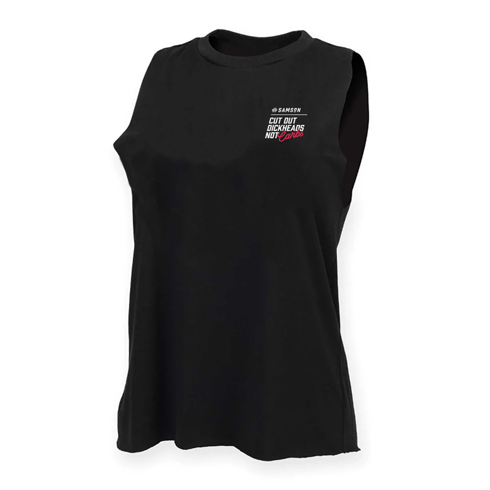 Cut Out DHeads Not Carbs Ladies Cut Off Tank
