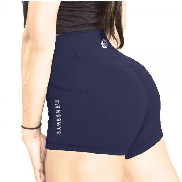 DELILAH HIGH WAISTED BOOTY SHORTS - NAVY