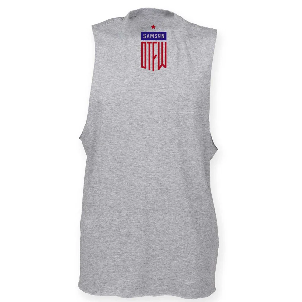 DTFW Retro Mens Gym Tank Top Grey - Image 2