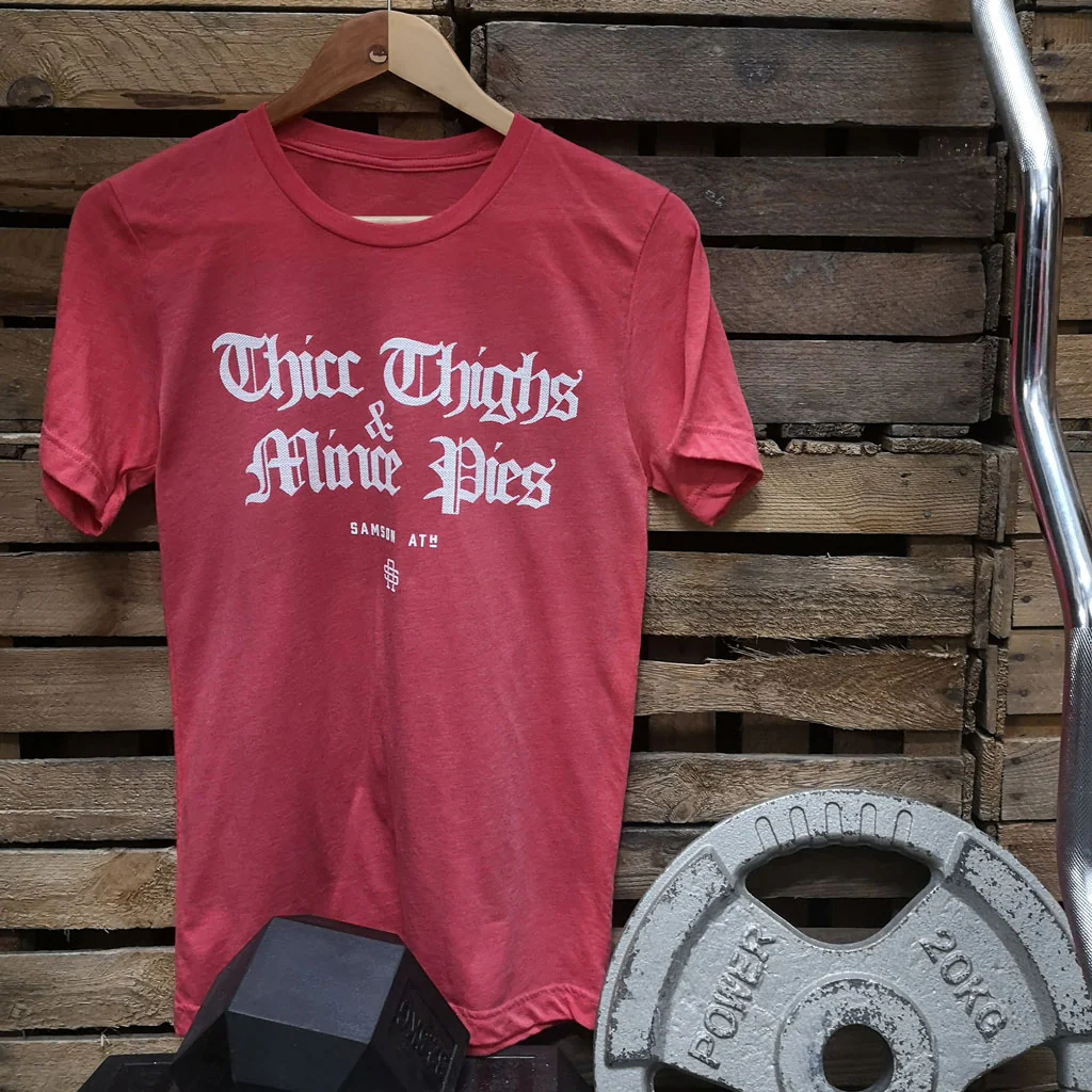 Thicc Thighs & Mince Pies - Christmas Gym T-Shirt - Image 3
